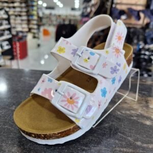 Sandale confortable blanche à fleurs pour fille